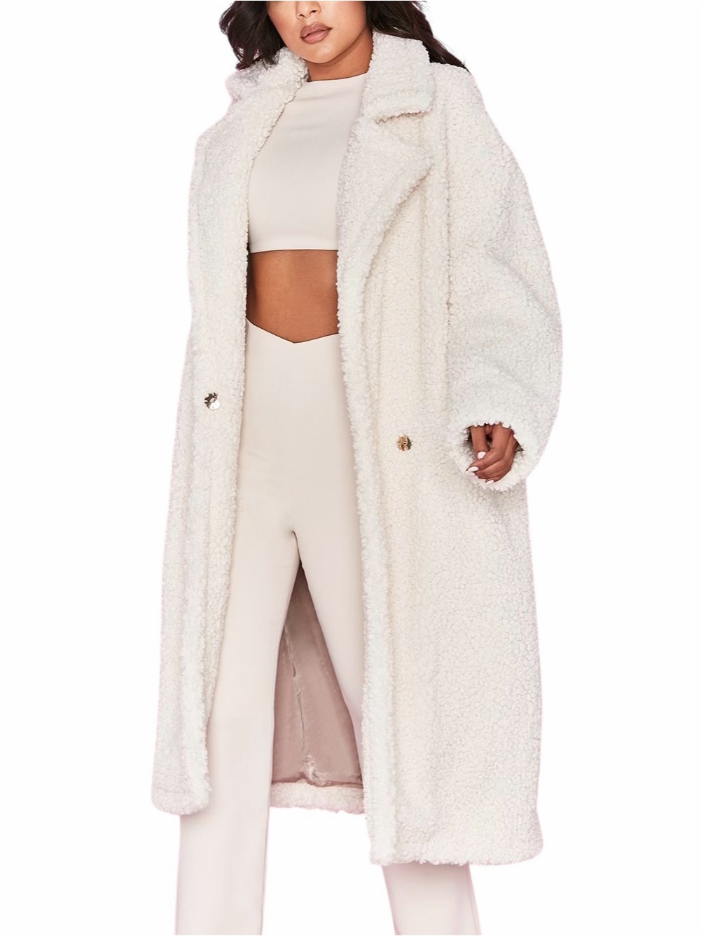 House Of Cb Bear Coat Milk White Size Small Nwt Faux Fur Sherpa
